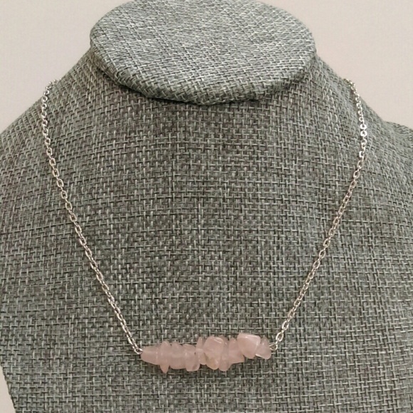 NWT Rose Quartz Bar Necklace, Rose Quartz Gemstone - Picture 3 of 7